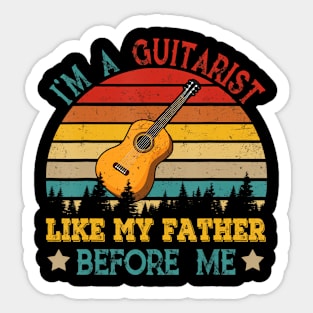 Vintage Retro I'm A Guitarist Like My Father Before Me Sticker